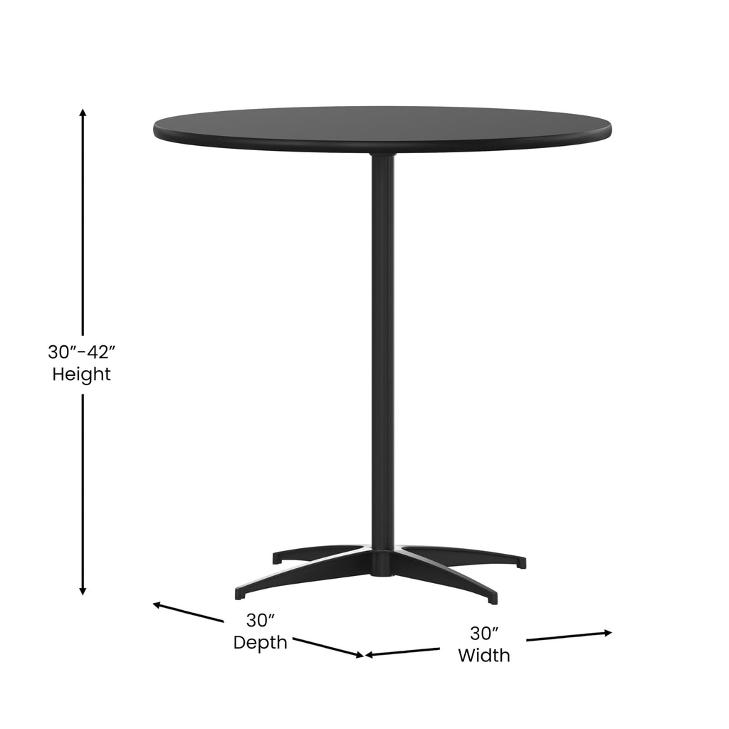 30 in Wood Round Cocktail Table, Black