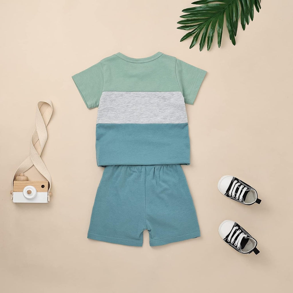 Toddler Boy Clothes Baby Summer Outfit Patchwork Tee Shorts