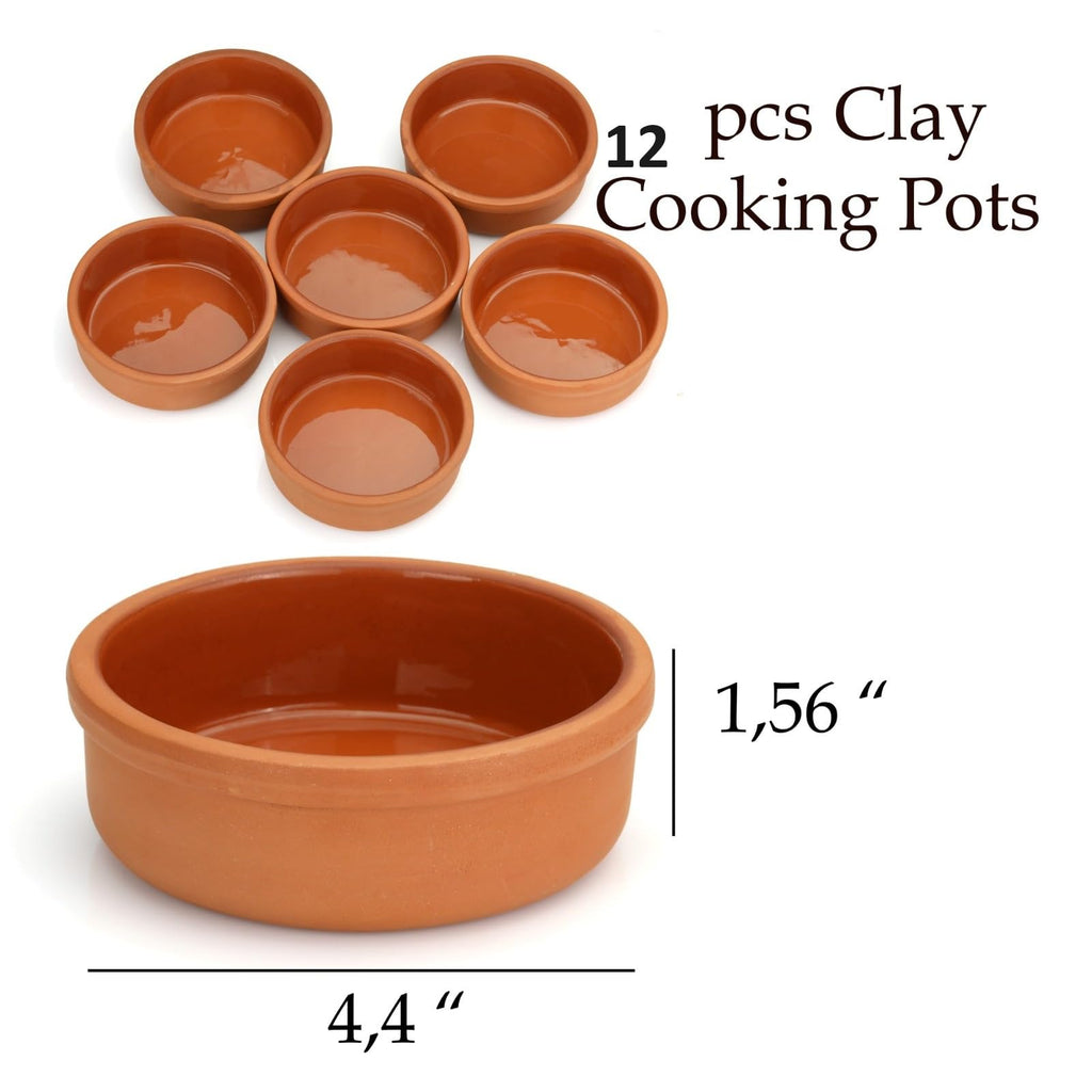 Mexican Clay Cookware Set ( Set of 12) - Terracotta Cooking Pots, Bowls, Plates, and Serving Dishes - Premium Spanish