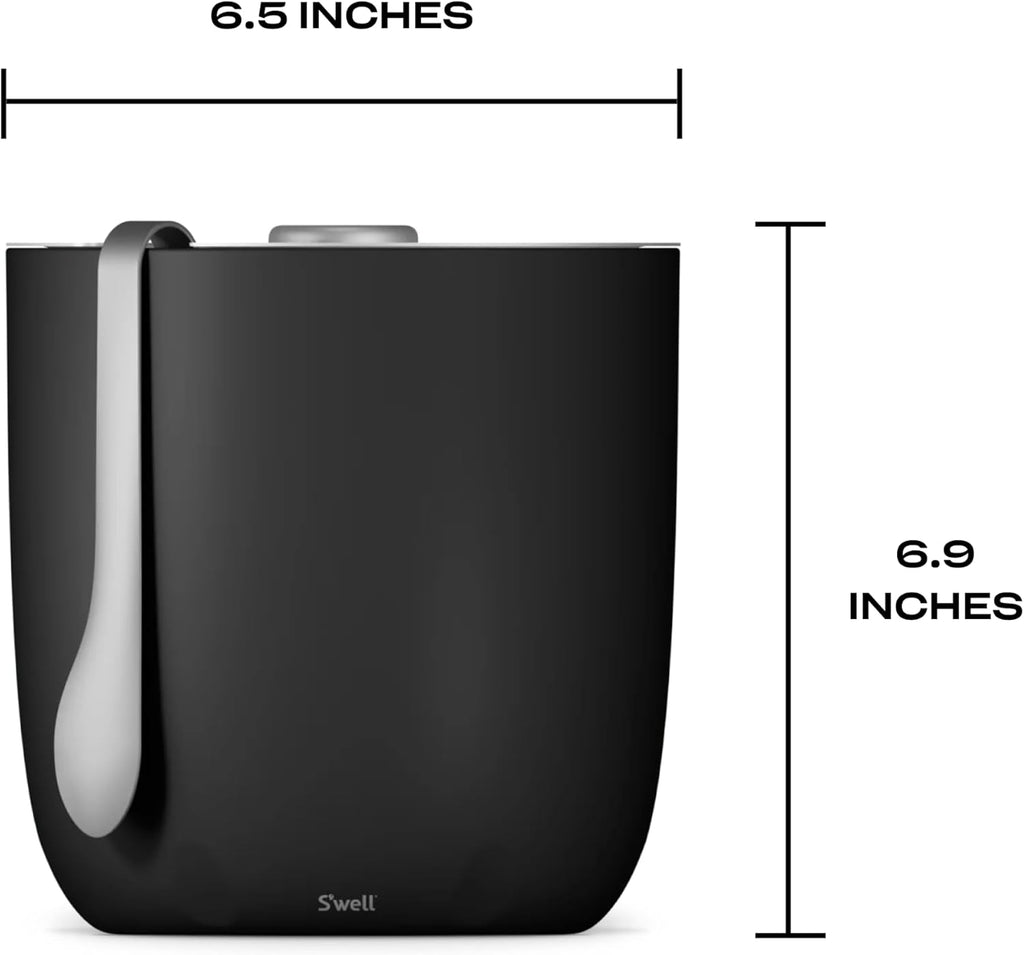 Ice Bucket with Tongs, 68oz, Onyx