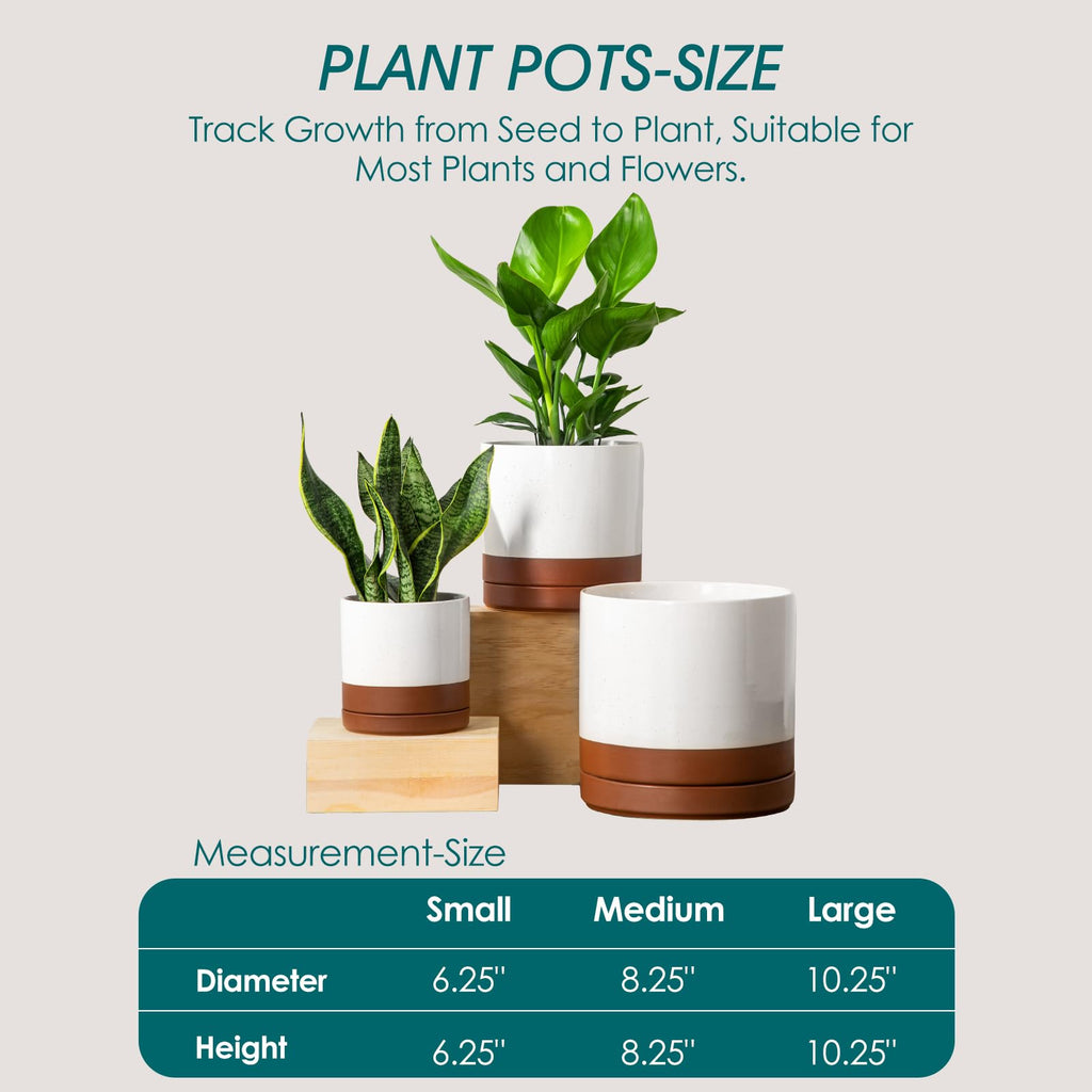 Ceramic Pots for Plants, Plant Pots for Indoor Plants, 6.25+8.25+10.25 Inch Ceramic Planters, Flower Pots with