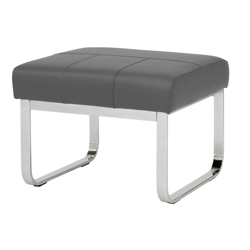 Allure Blended Leather Ottoman in Smoke Gray