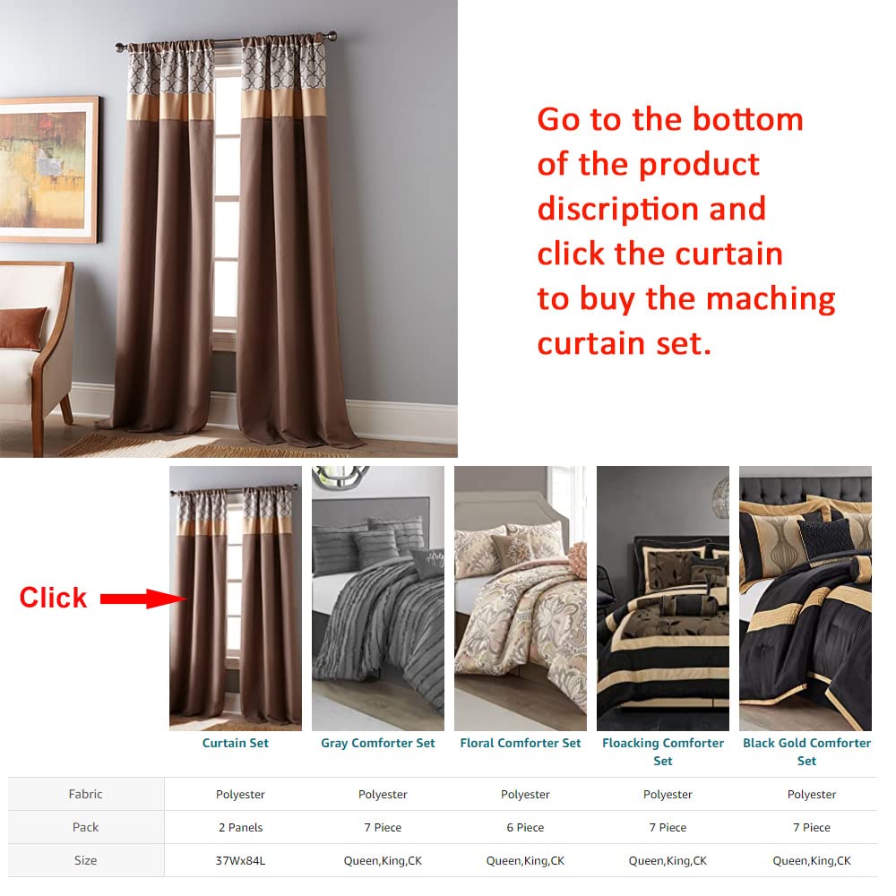 Brown Comforter Set Queen, 8 Pieces Bed in a Bag, Lightweight Microfiber, Ultra-Soft, Jacquard Premium Bedding Set