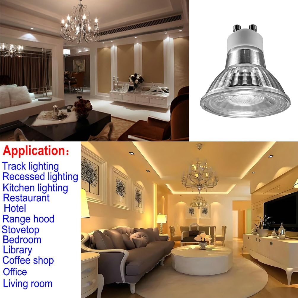 Dimmable 5W GU10 LED Light Bulbs,Daylight 5000K,Range Hood Stove Light&Kitchen Light&Recessed Track Light&Indoor
