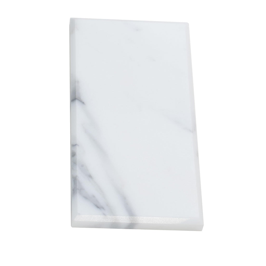 Beveled Subway Calacatta Marble Tile White 3x6 Polished 5 sq ft 40-Pack