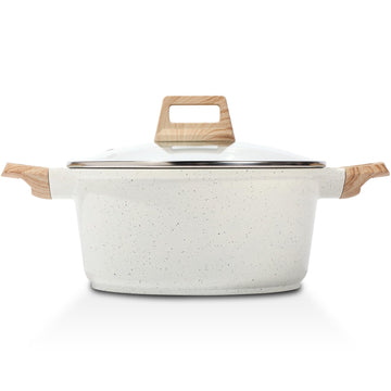 Nonstick Stock Pot with Lid, 5 Quart Granite Casserole Large Soup Pot Pasta Cooking Pot, Induction Compatible, PTFE &