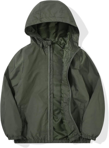 Kid Boys Rain Jackets Lightweight Water-resistant Windbreaker Breathable Outerwear Raincoat with Hood