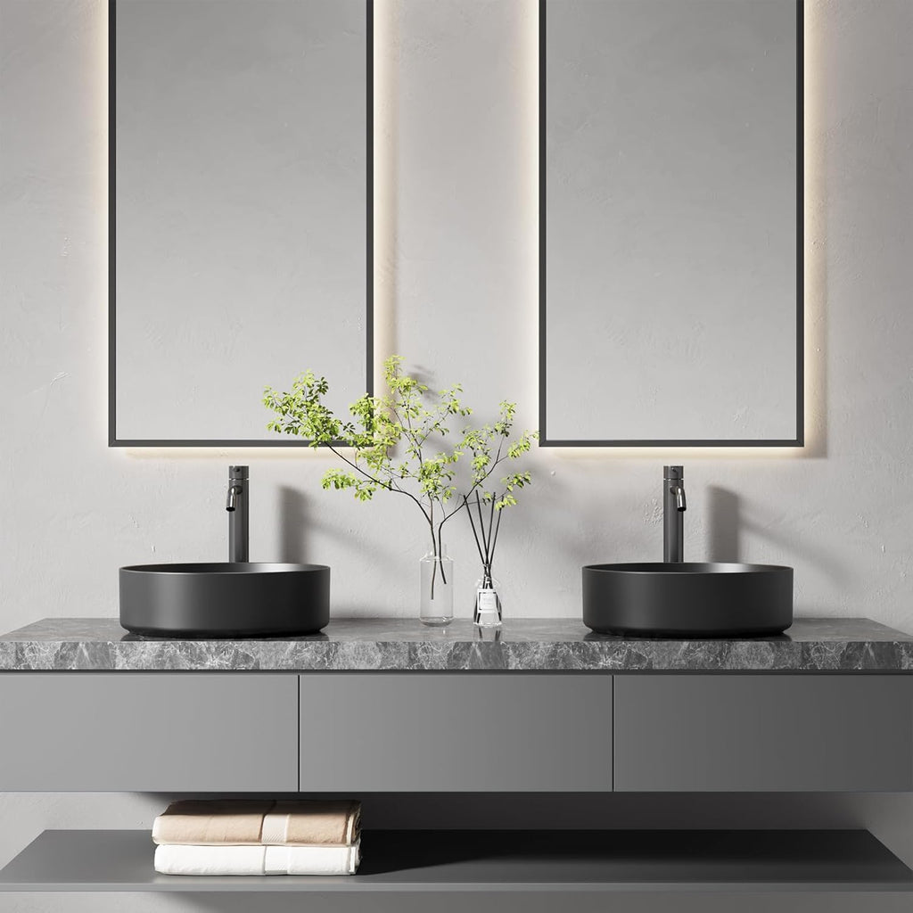 Vessel Sink 15.7" x 15.7" Round Bathroom Sinks Above Counter, Countertop Bathroom Vessel Sinks