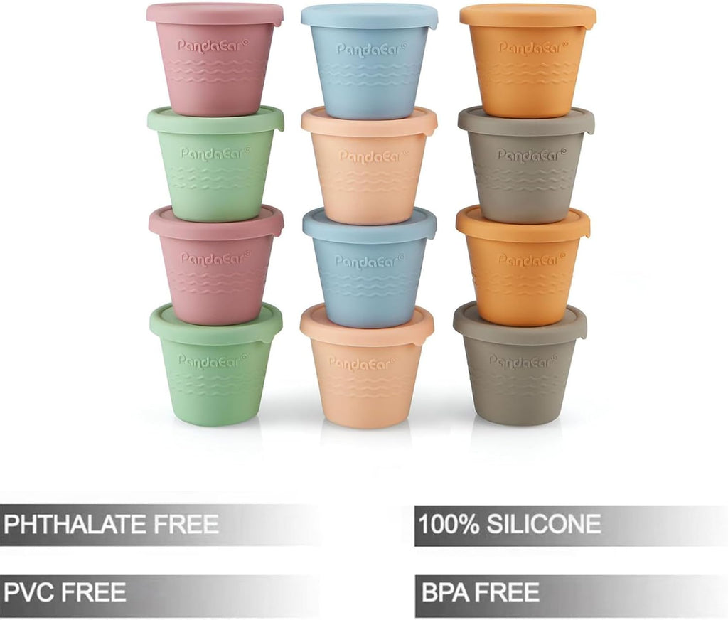 12 Pack Silicone Baby Food Storage Containers, 4 oz