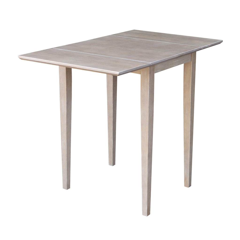 Solid Wood Small Drop Leaf Dining Table, Solid Real Wood, Sturdy Parawood, 36 X 22 X 29, Minimum Assembly, Washed Gray