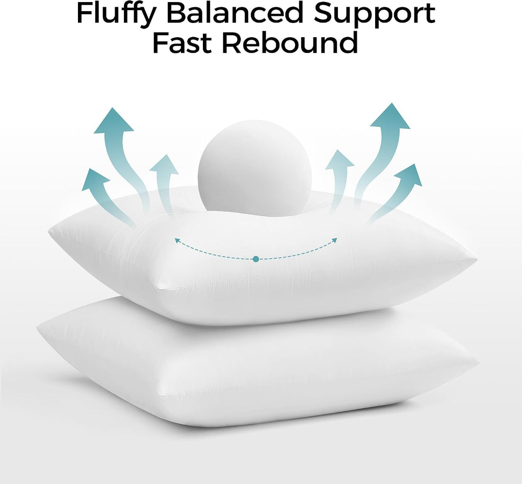 18x18 Throw Pillow Inserts - Supportive & Fluffy Down Alternative Pillow Forms for Couch, Sofa & Bed, Indoor - Set of 2