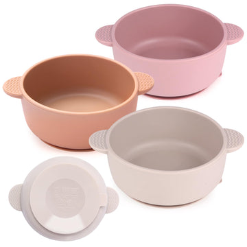3 Pack Baby Bowls with Suction, Silicone Suction Bowls for Babies
