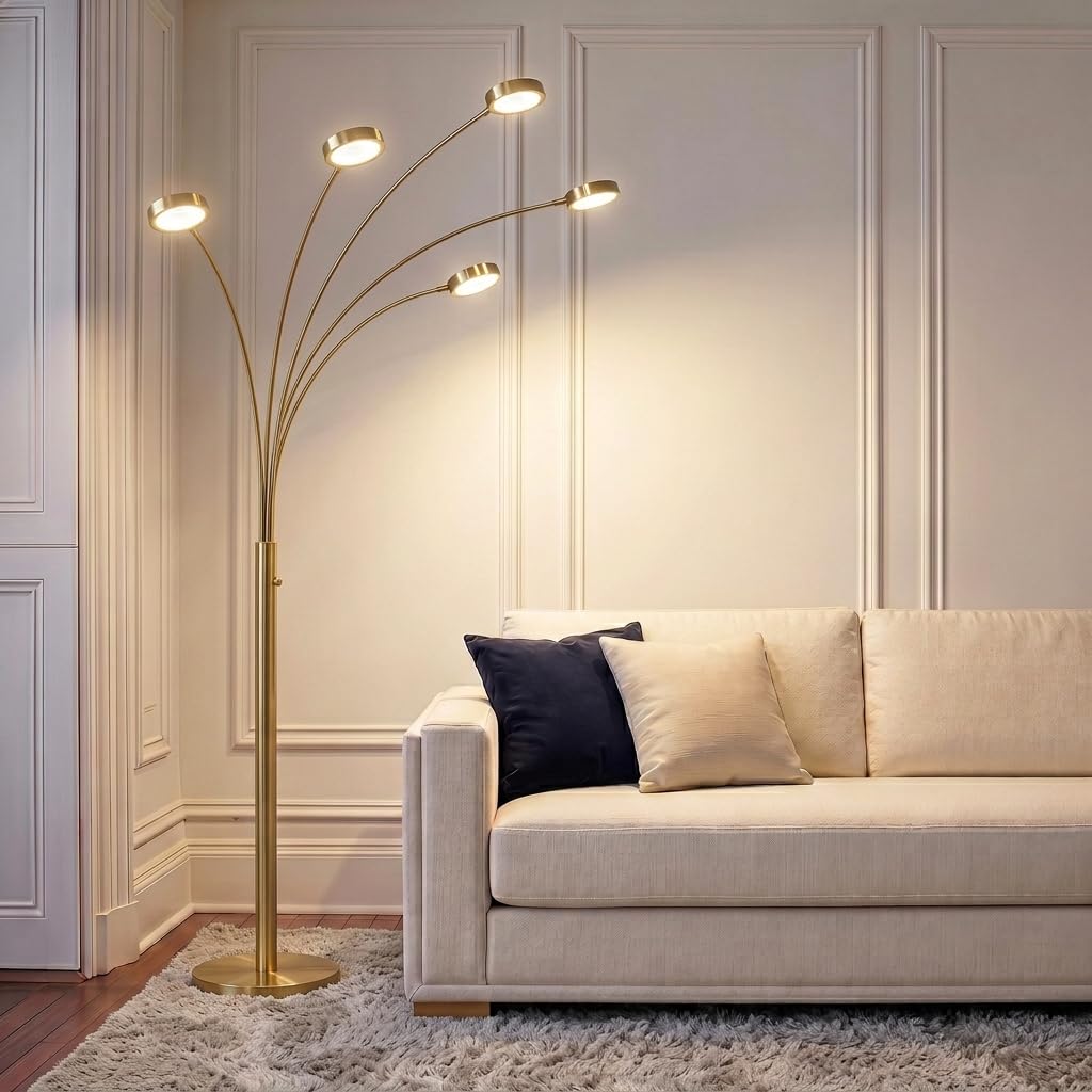 Orion Arc Floor Lamp, Tree Floor Lamp with 5 Adjustable Arms, Multi-Head Standing Lamp with Flexible Rotating LED