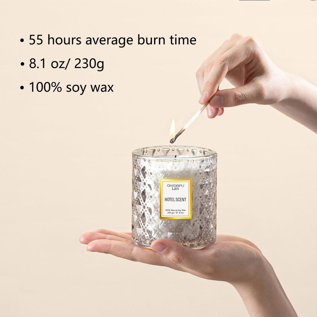 Hotel Scented Candle Natural Essential Oil, Luxury Scented Soy Jar Candle Gifts, Highly Scented, 8.1oz, Unique Blend - Set of 81