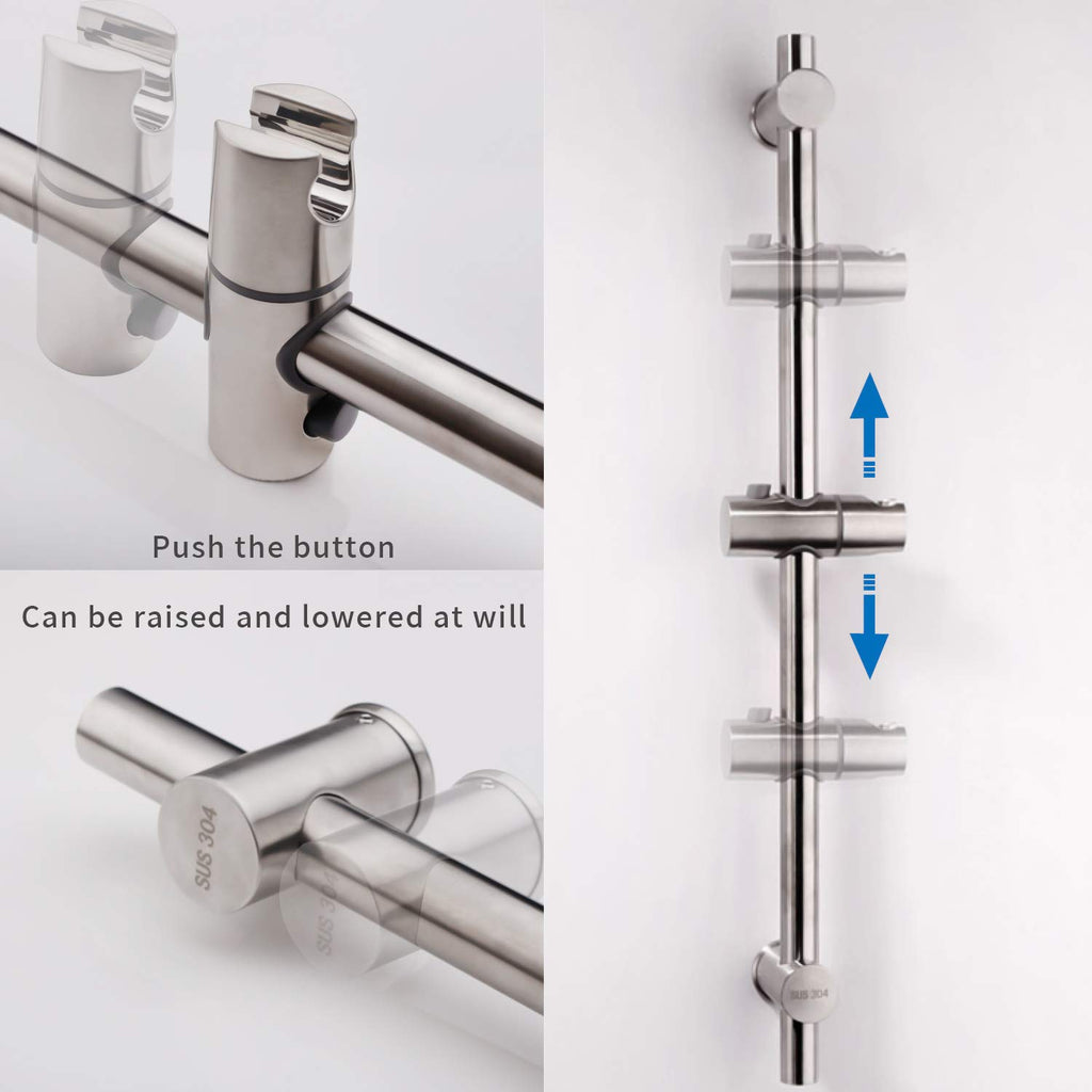 Shower Slide Bar with Handheld Shower Head Combo 5-Function Hand Shower Wall Mount Slide Bar Kit with Adjustable