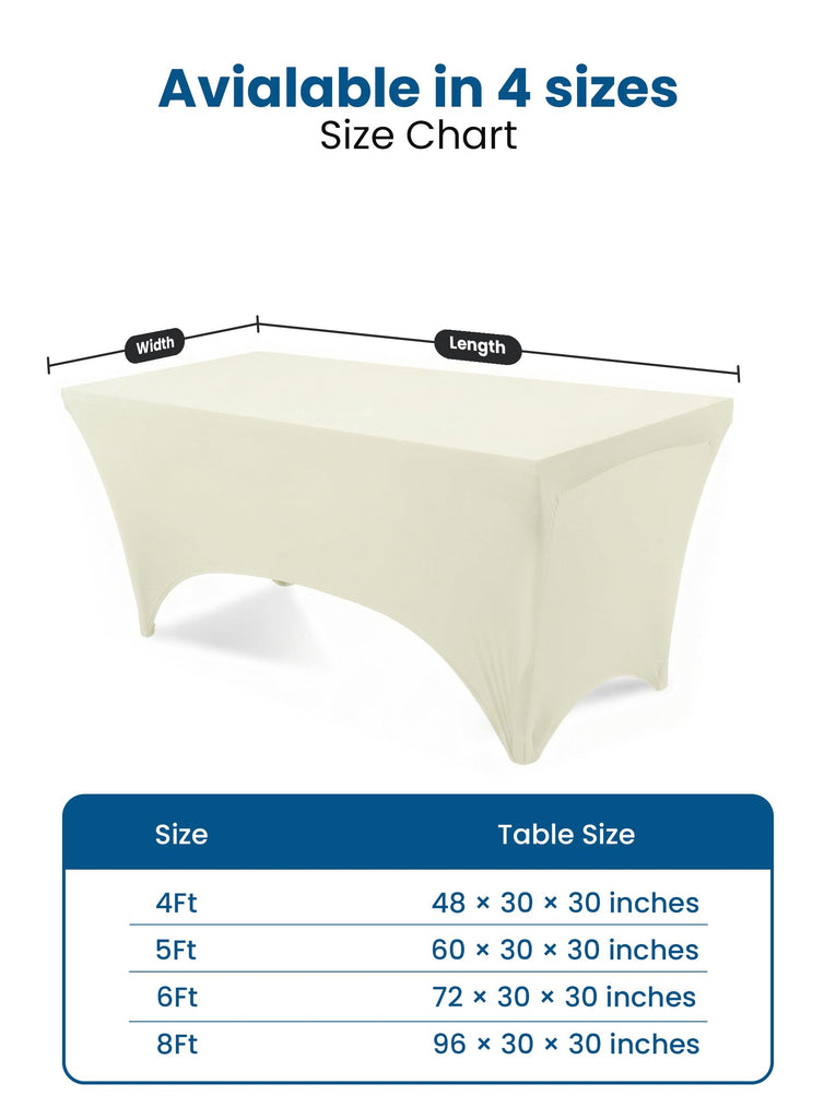 Spandex Table cloth 2 Pack [8FT, 96Lx30Wx30H Inch, Ivory]