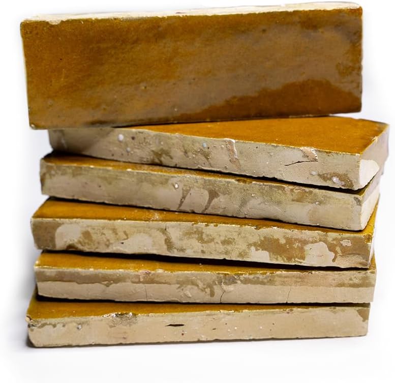 Handmade in 2''x6'' Solid Color Zellige Tile in Caramel