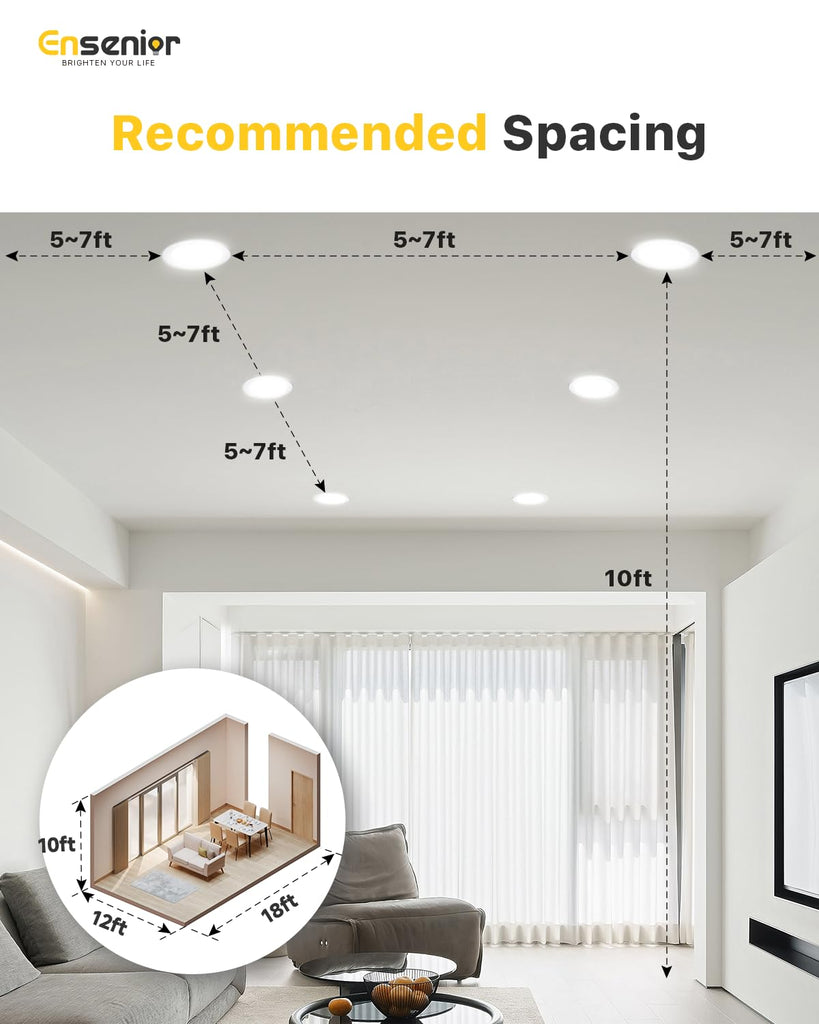 24 Pack 6 Inch LED Recessed Ceiling Light, 5CCT, 1200LM 12W 120V