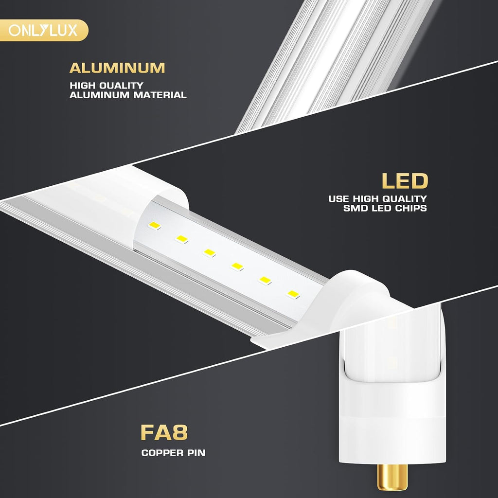 8 Foot Led Bulbs T8 T12 LED 8ft Tube Light 6000K 40W 10 Pack