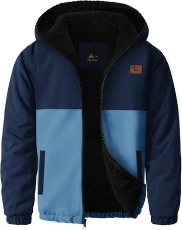 Boys Fleece Jacket Sherpa Lined Zip Up Hoodie for Kids