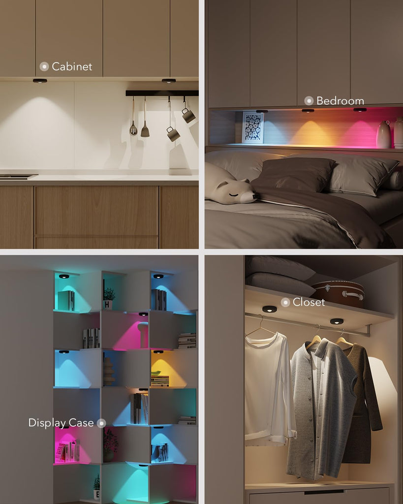 Rechargeable Puck Lights with Remote, Magnetic Shelf Light