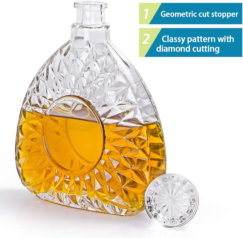 Liquor Decanter, Glass Decanter with Airtight Stopper, Decanter Bottle for Whiskey, Brandy, Scotch, Bourbon
