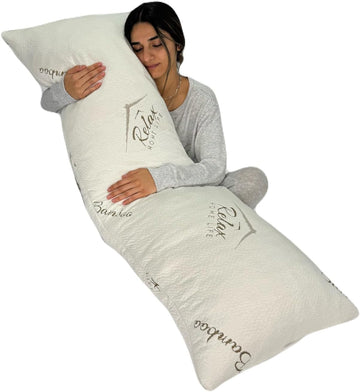 Ultra-Luxury Full Size Body Pillow All USA Best Shredded Memory Foam & Cool-Vent Viscose of Bamboo Cover | Long