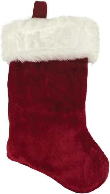 21 Inch Burgundy Christmas Stocking Plush Velvet