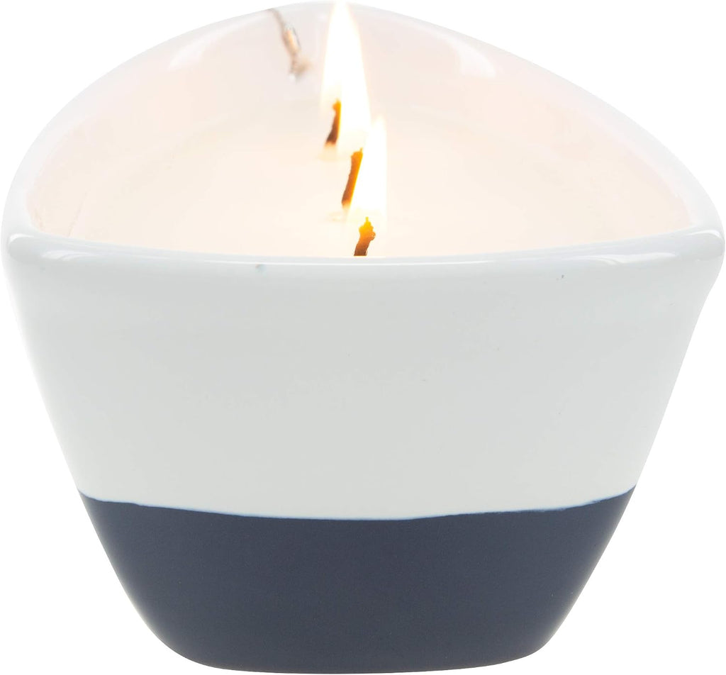 Life is Better 10 Oz Triple Wick Candle in Ceramic Boat Dish, Blue, 67770, 67770, 67770 - Set of 10