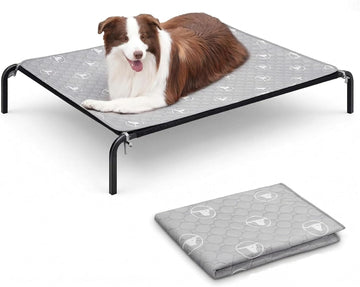 Elevated Dog Bed with Washable Pad for Large Dogs, Gray