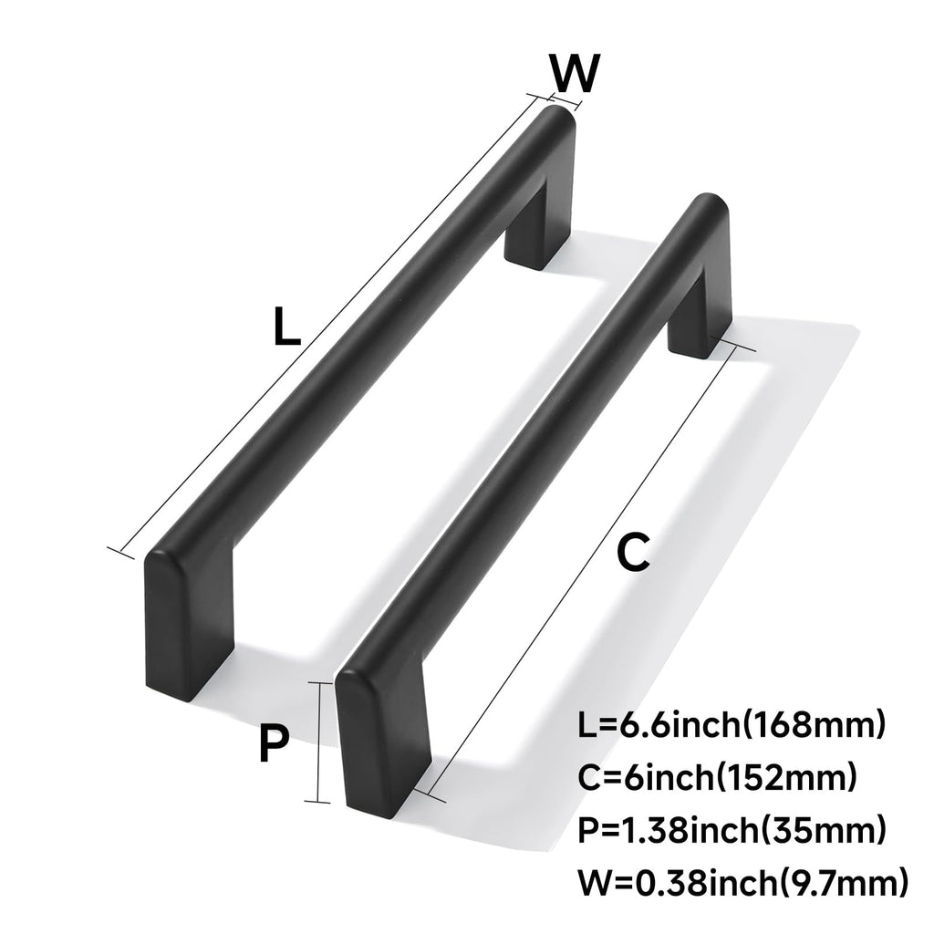 2 Pack 6 Inch Hole Center Matte Black Cabinet pulls Heavy Duty Solid Hardware s Dressing Tables cabinets and Kitchen