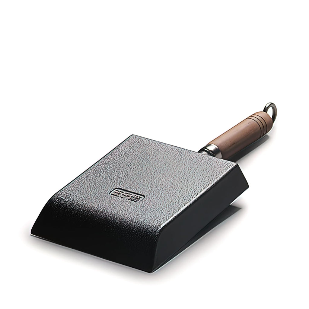 Japanese Cast Iron Tamagoyaki Pan - Pre-Seasoned, Liquid Nitrogen Treated, Non-Rust, Ready to Use, Detachable Wood