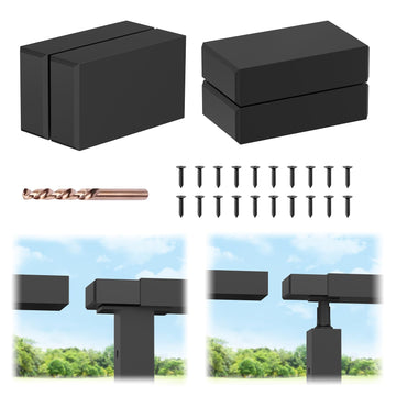 4 Pack Extension Connectors with Screws, Black Flat Handrail Accessories for Cable Railing Handrail, POM Handrail