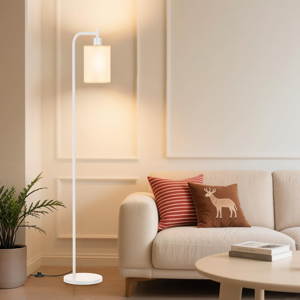 Floor Lamp with Linen Shade, Dimmable Tall Standing Lamp with Remote Control & 3 Color Temperatures, Modern Floor