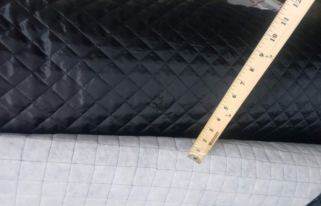 Polyester Quilted Padded Lining Fabric Black, 60" Wide, Sold by Yard, in Yards Continuous.