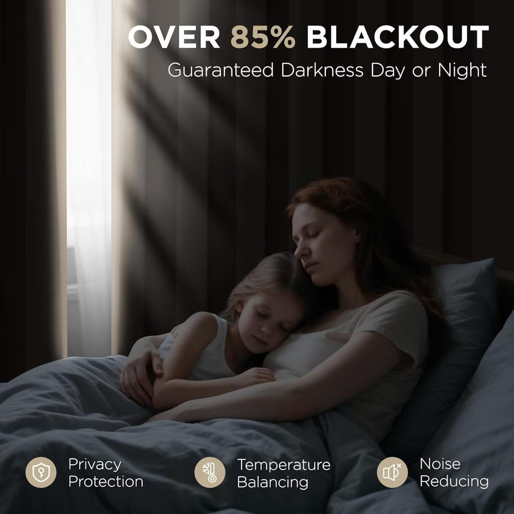 Blackout Curtains 96 Inches Long, Thermal Insulated Black Out Curtains 2 Panels Set, Room Darkening Drapes for Living