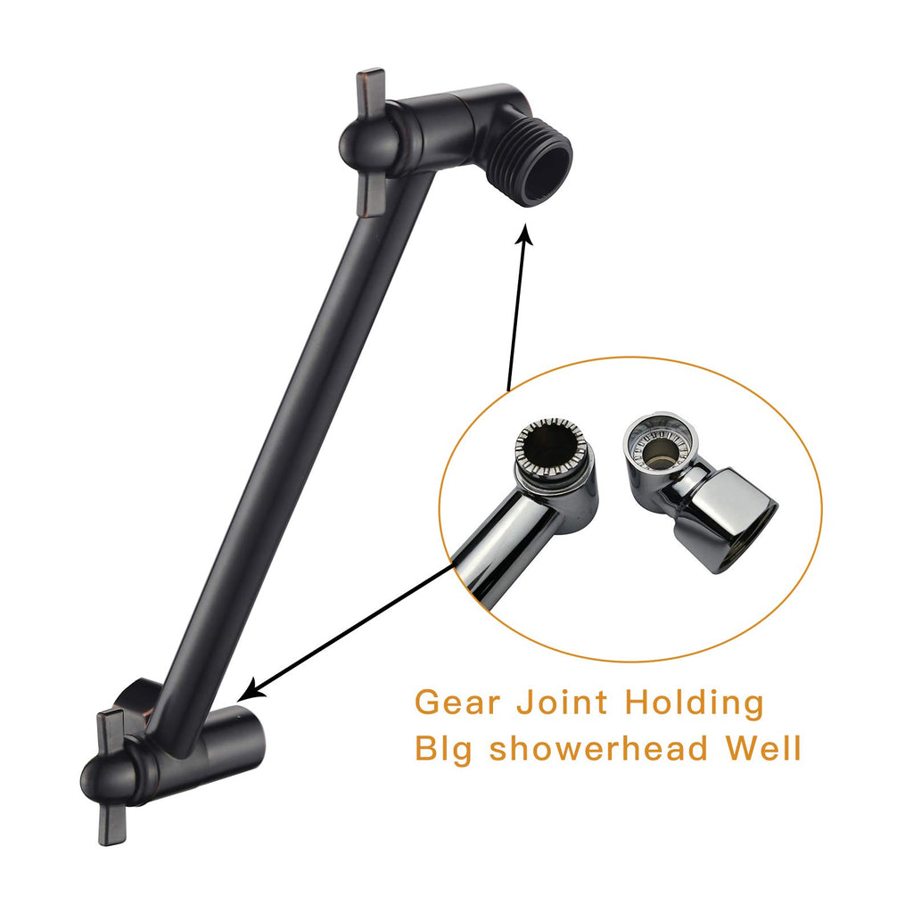 8 Inch Shower Head Extension Arm Oil Rubbed Bronze, Solid Brass Adjustable Shower Arm Extension, Lower or Raise Any