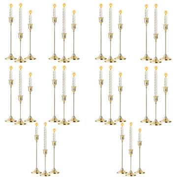10 Sets Candle Gold Metal Candlestick Holders -Vintage Modern Metal Taper Candle Holders, Decorative Centerpiece for