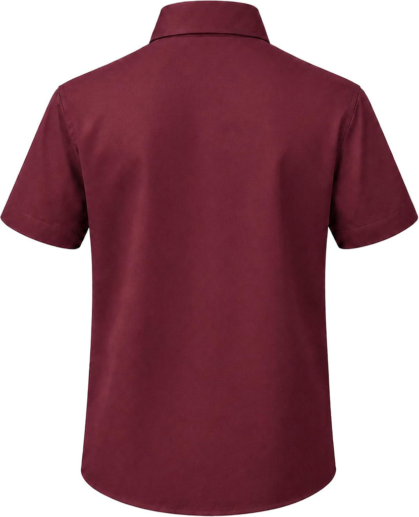 Boys Classic Short Sleeve Button Down Casual Solid Dress Shirt