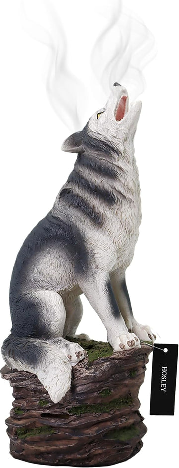 Incense Burner, Cone Incense Holder, Resin Wolf Décor 12 Inch Height, Aromatic Ambiance, Ideal Décor, Office