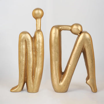 Thinker Cast Iron Bookends, Heavy-Duty Decorative Book End Stoppers for Shelves, Abstract Decor Aesthetic, Smooth