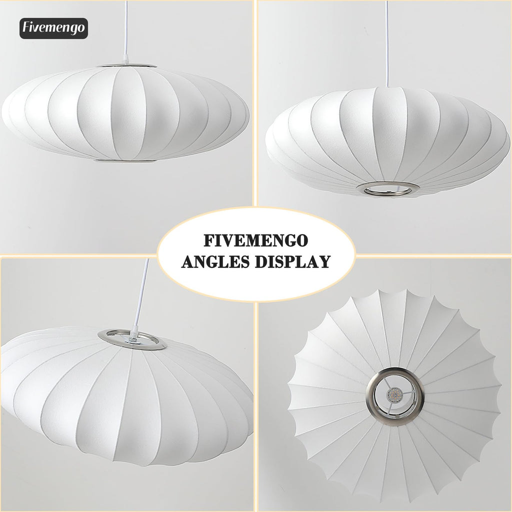 Inspired Nelson Style 23.6in Lantern Pendant Light Bubble Saucer, White Imitation Silk