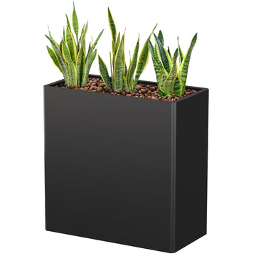 Galvanized Steel Tall Planter - 24x12x24in with Removable Insert Shelf | All-Weather Rectangular Metal Planter Box