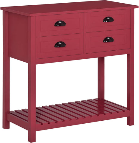 Sideboard Buffet Cabinet with Storage, Modern Coffee Bar Cabinet with 4 Drawers and Slatted Bottom Shelf