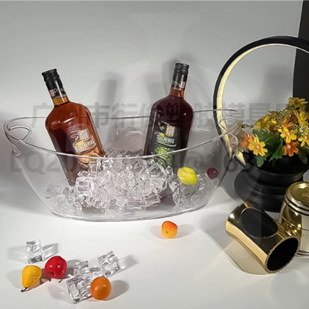 Ice Buckets for Parties, 5.5 Liter Large Clear Acrylic Food Grade Ice Bucket, Mimosa Bar Supplies Beverage Tub