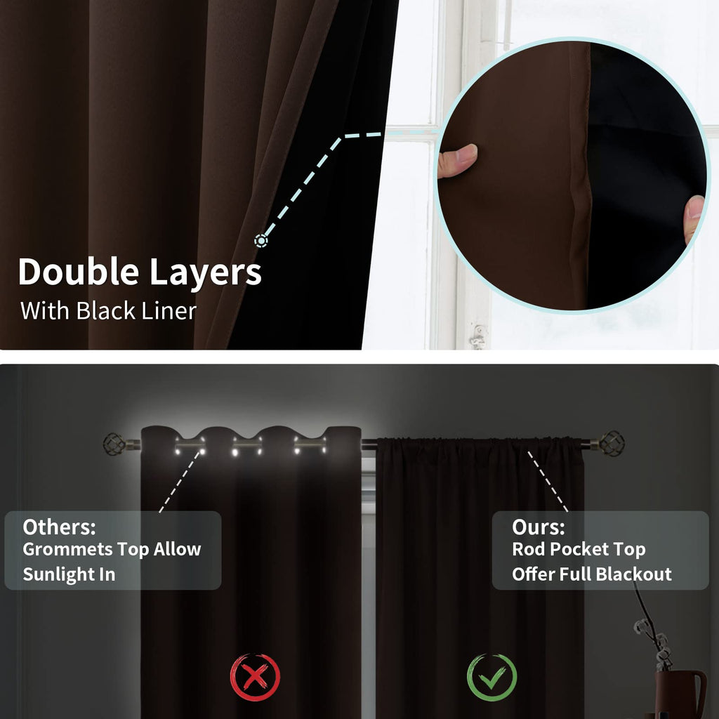 Brown Blackout Curtains 54 Inch Length 2 Panels
