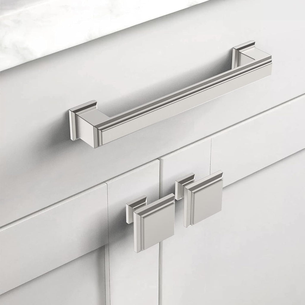 10 Pack Brushed Satin Nickel Kitchen Cabinet Knobs Square Dresser Knobs Drawer Knobs Cabinet Hardware Zinc Knobs Drawers