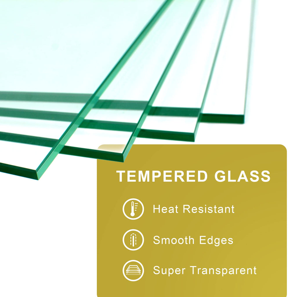 23.5" L x 23.5" x 6" Square Fire Pit Glass Wind Guard Clear Tempered Glass Flame Protective Pane Wind Resistant