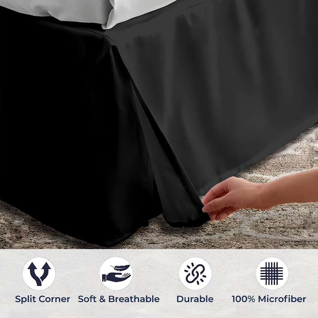 18 inch Drop Bed Skirt - Platform Style with Secure Fit, Classic Tailored Look, Elegant Pleated Style Dust
