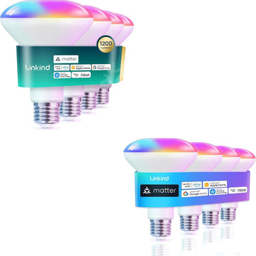 Matter BR30 Smart Light Bulb 650LM 4Pack with Matter BR30 Smart Light Bulb 1200LM 4Pack